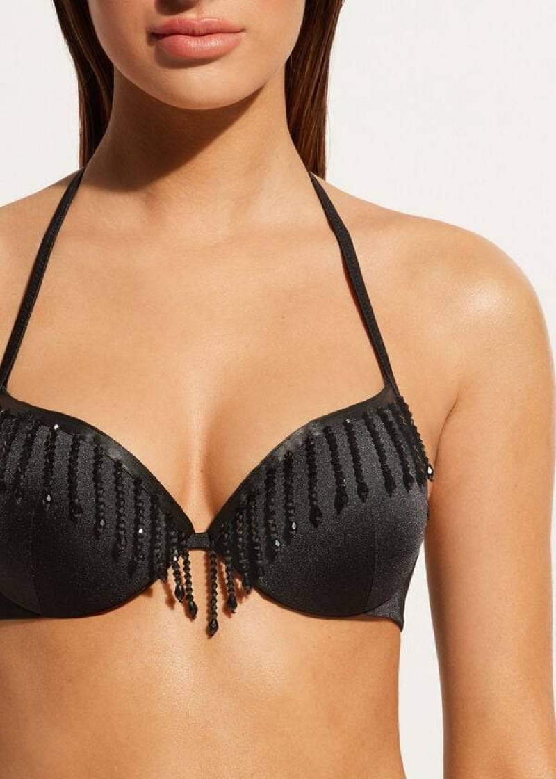 Calzedonia Lightly Gepolstert Push-up Taipei Bikinioberteile Damen Schwarz | DE2414HK