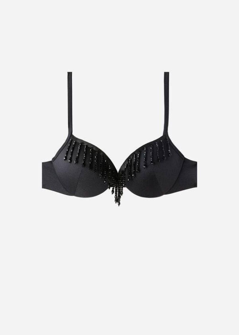 Calzedonia Lightly Gepolstert Push-up Taipei Bikinioberteile Damen Schwarz | DE2414HK