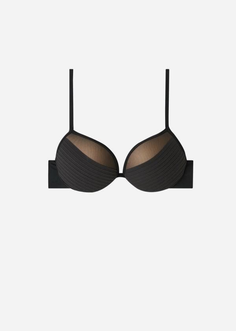 Calzedonia Lightly Gepolstert Push-up Tokyo Bikinioberteile Damen Schwarz | DE2413JJ