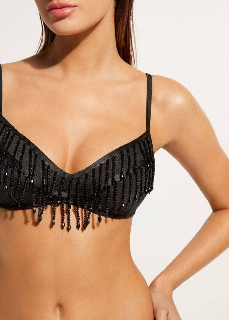 Calzedonia Lightly Gepolstert Tank-Stylen Taipei Bikinioberteile Damen Schwarz | DE2411LH