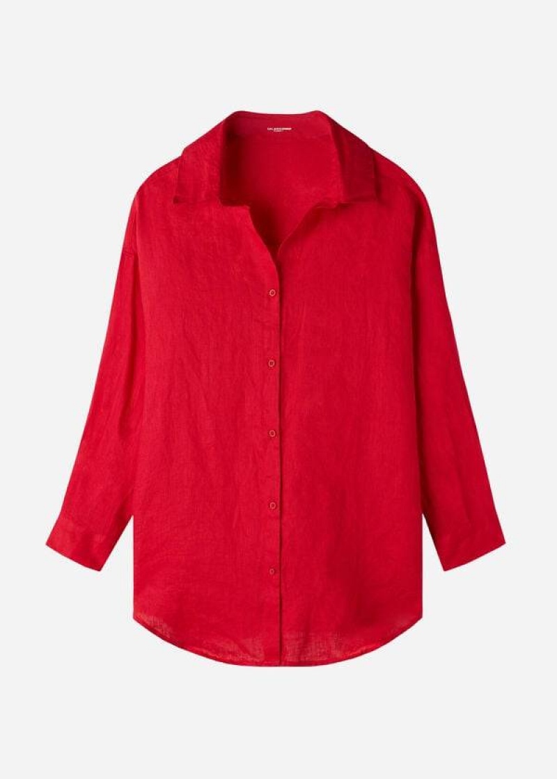 Calzedonia Linen Shirt Cover-Ups Damen Rot | DE2096LH