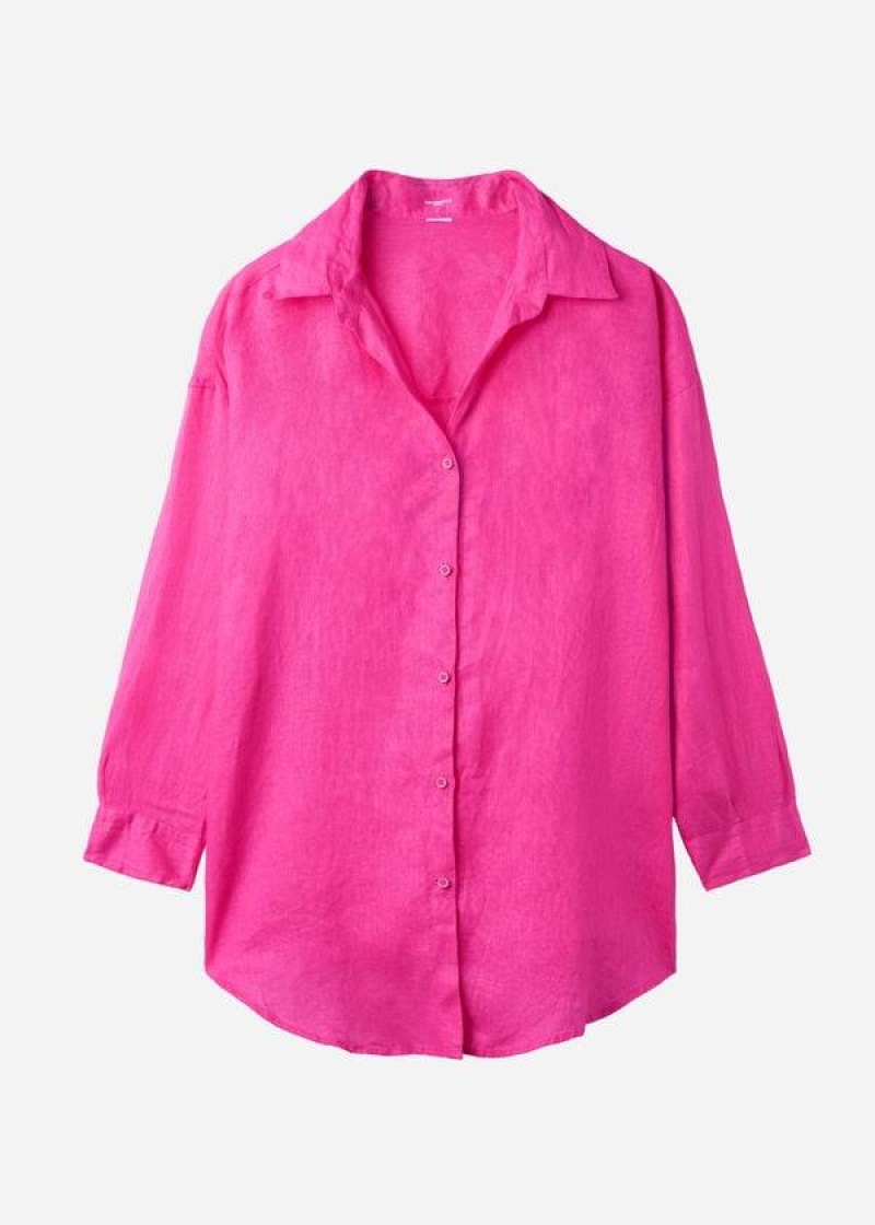 Calzedonia Linen Shirt Cover-Ups Damen Rosa | DE2095KI