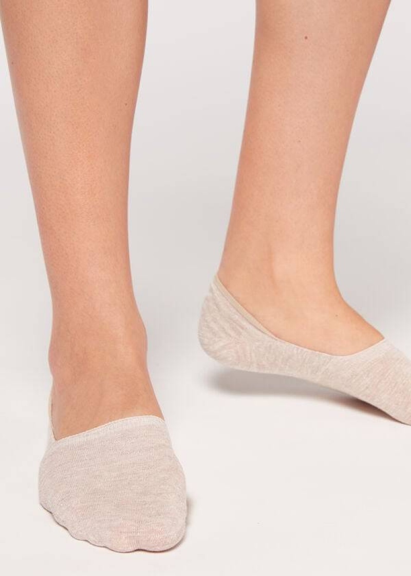 Calzedonia Linen and Viscose Invisible Socken Damen Beige | DE1975WY