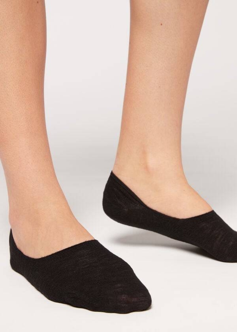 Calzedonia Linen and Viscose Invisible Socken Damen Schwarz | DE1974QZ