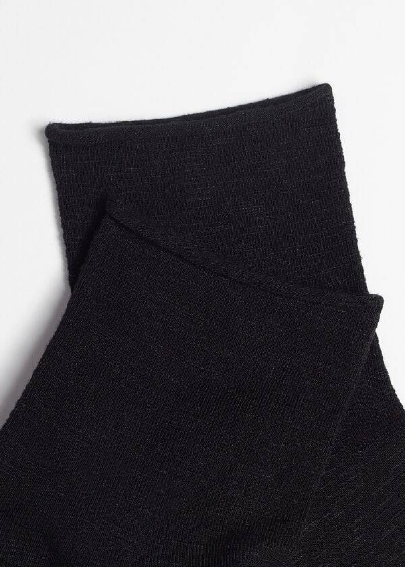 Calzedonia Linen and Viscose Kurzes Socken Damen Schwarz | DE1745YU