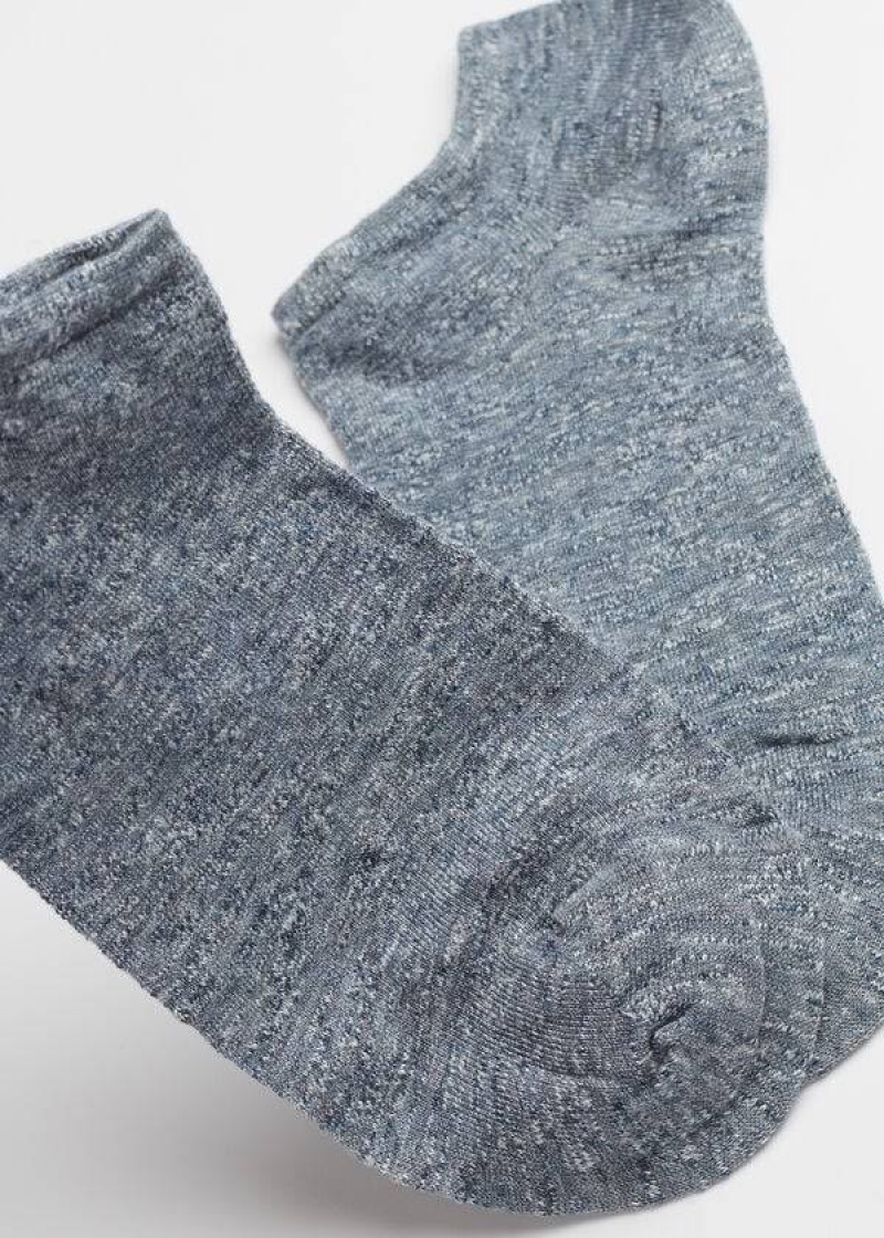 Calzedonia Linen and Viscose No-show Socken Damen Blau | DE1897WY