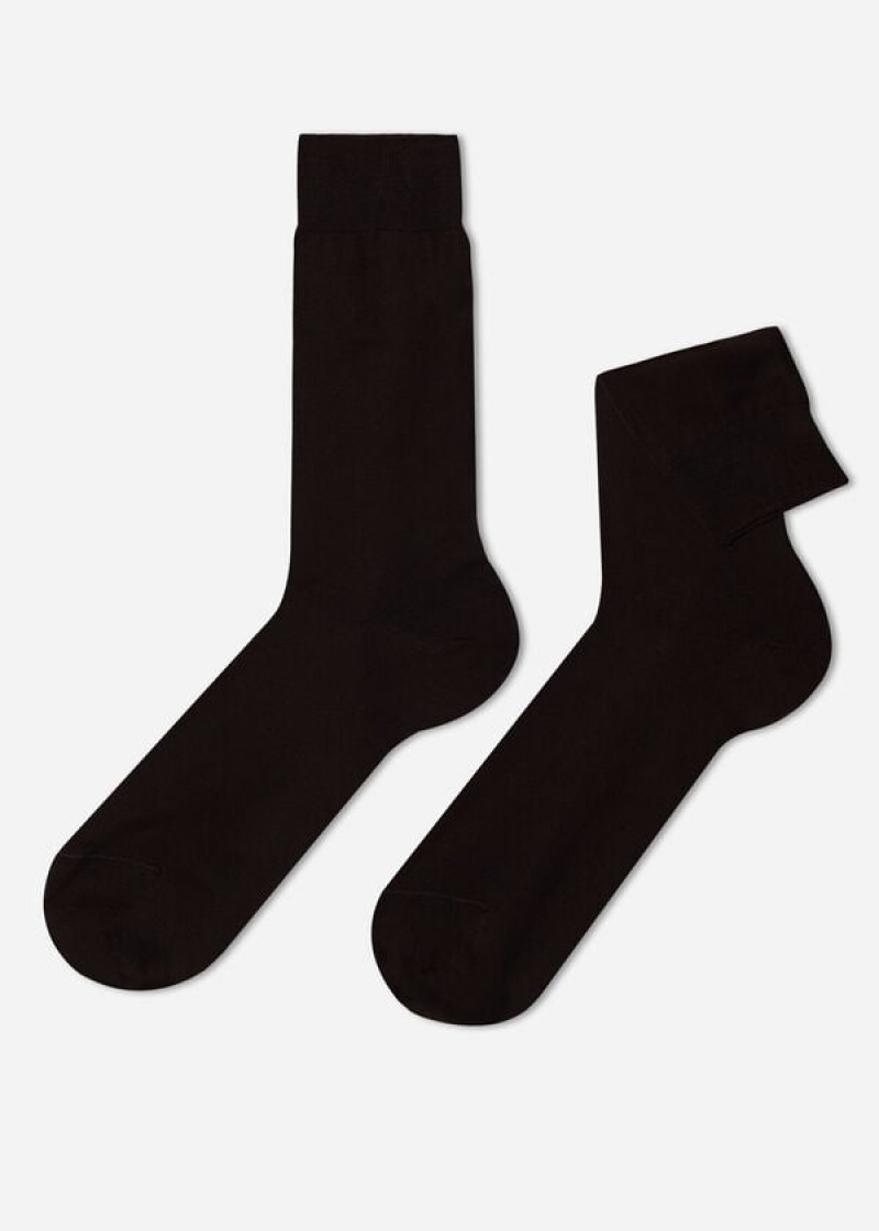 Calzedonia Lisle Thread Crew Socken Herren Braun | DE1387SO