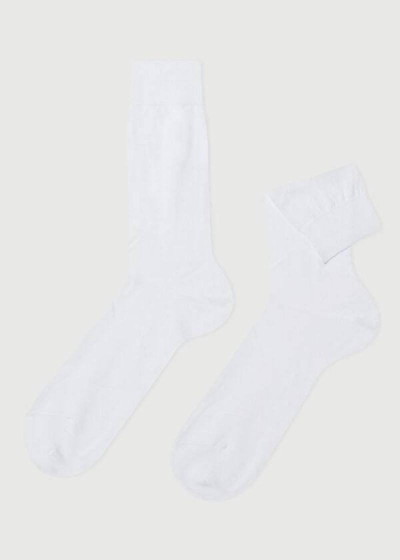 Calzedonia Lisle Thread Crew Socken Herren Weiß | DE1357IS