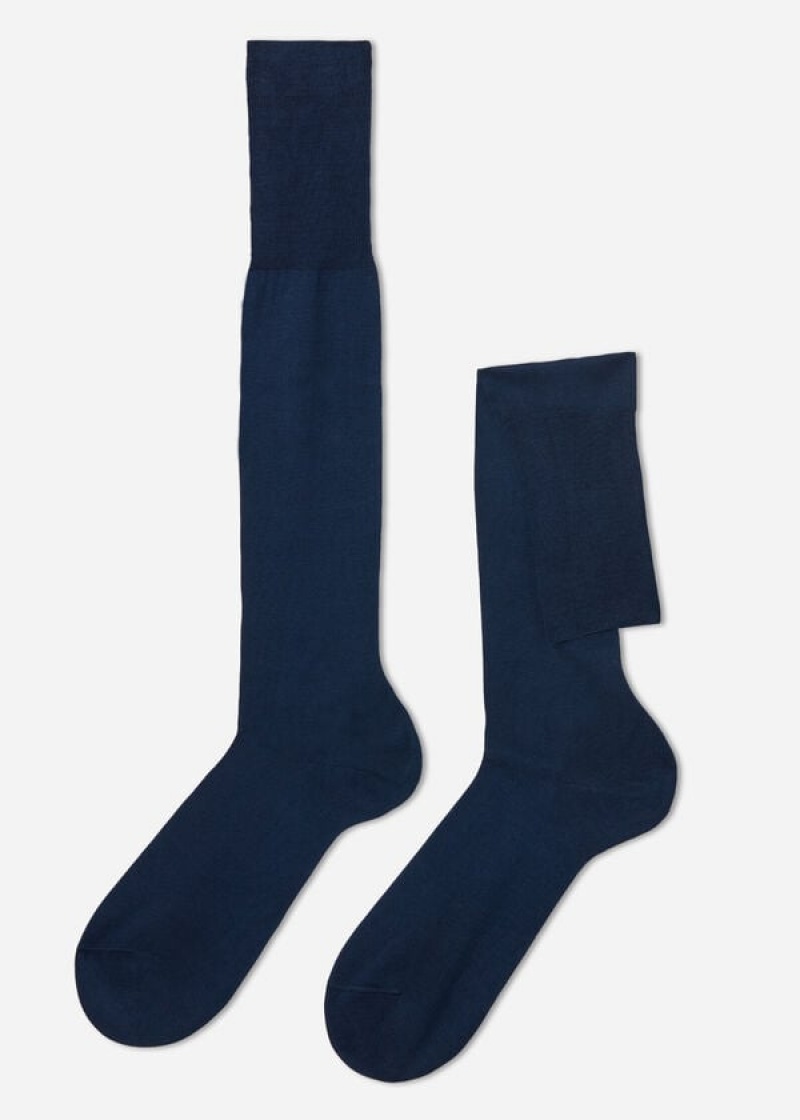 Calzedonia Lisle Thread Long Socken Herren Navy | DE1426NB