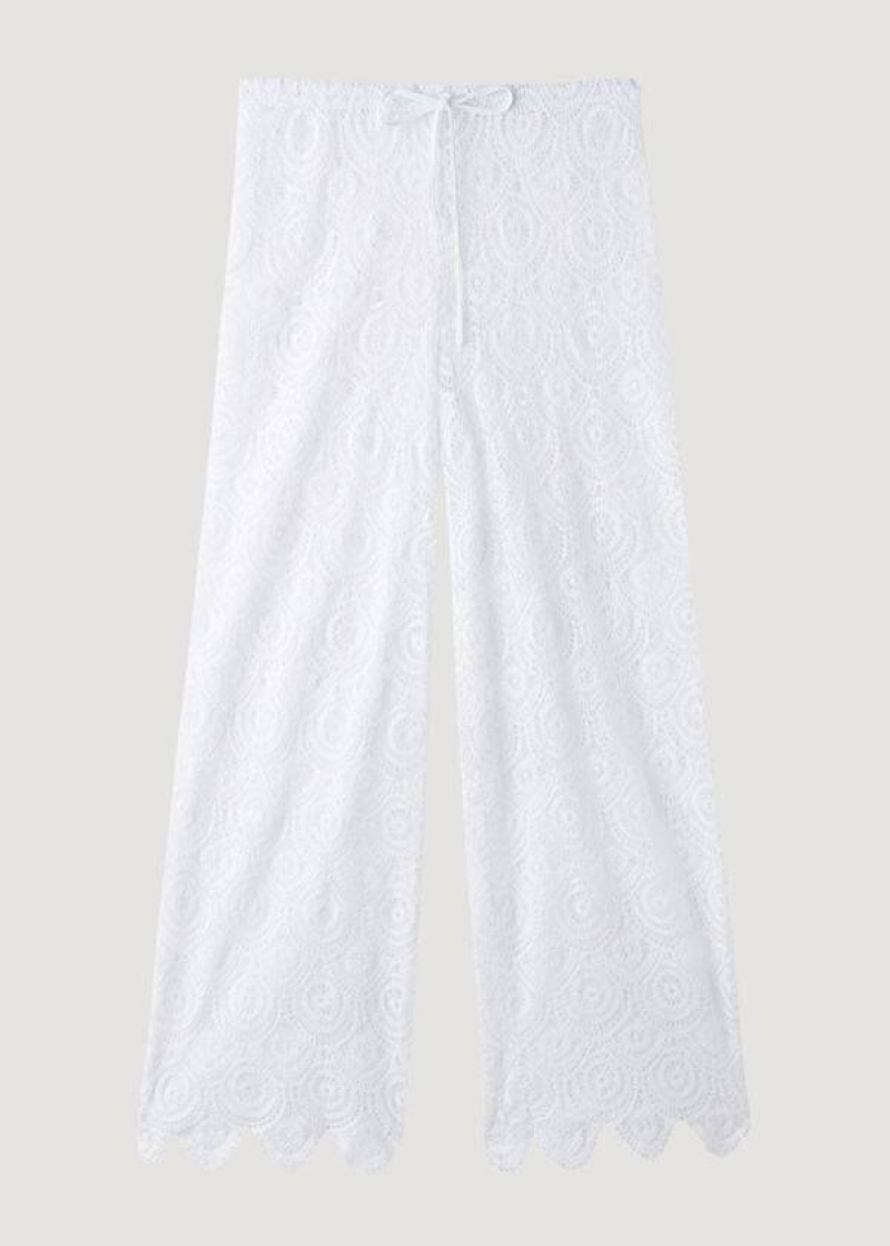 Calzedonia Long Crochet Pants Cover-Ups Damen Weiß | DE2059IS