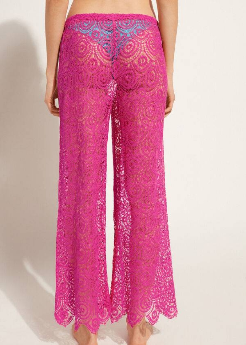 Calzedonia Long Crochet Pants Cover-Ups Damen Rosa | DE2057YU