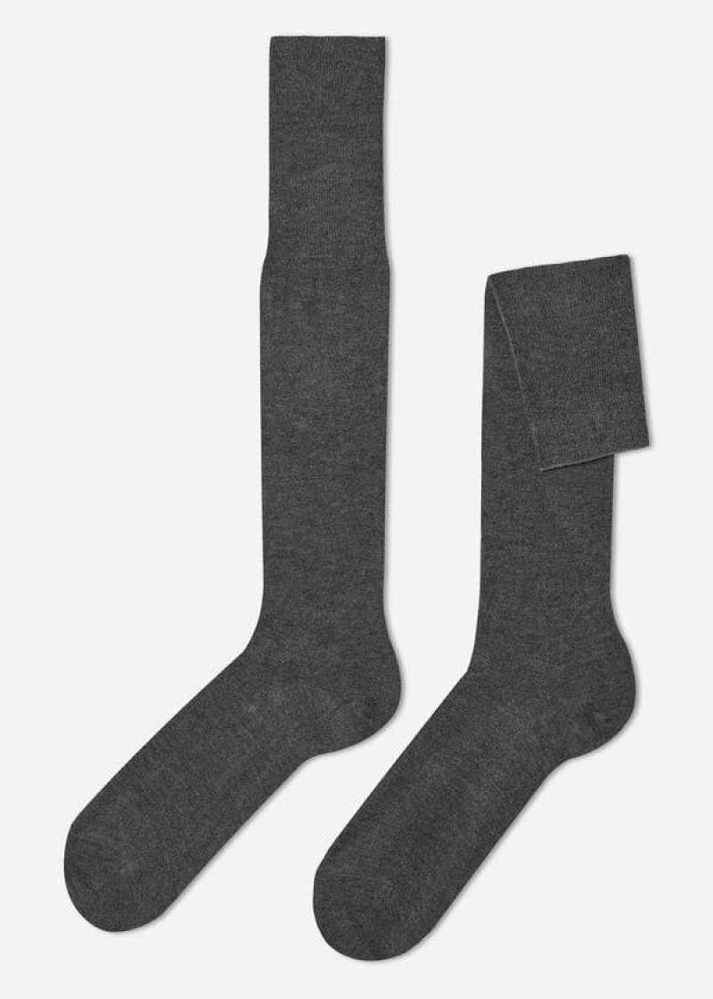 Calzedonia Long with Cashmere Socken Herren Grau | DE1406TV