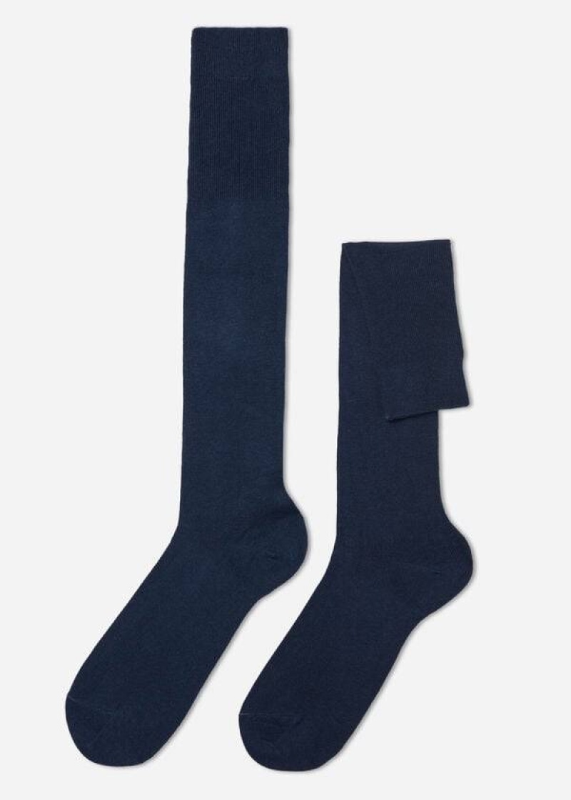 Calzedonia Long with Cashmere Socken Herren Navy | DE1405RW