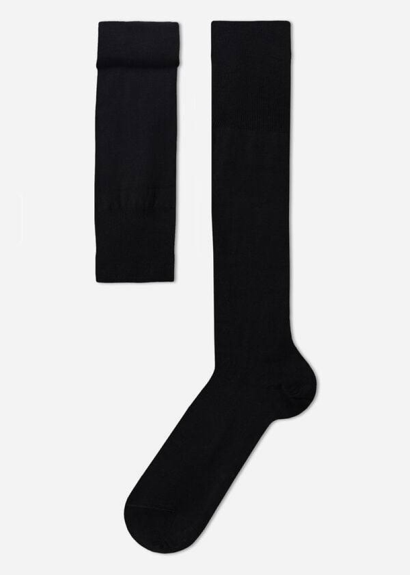 Calzedonia Long with Cashmere Socken Herren Schwarz | DE1404EX