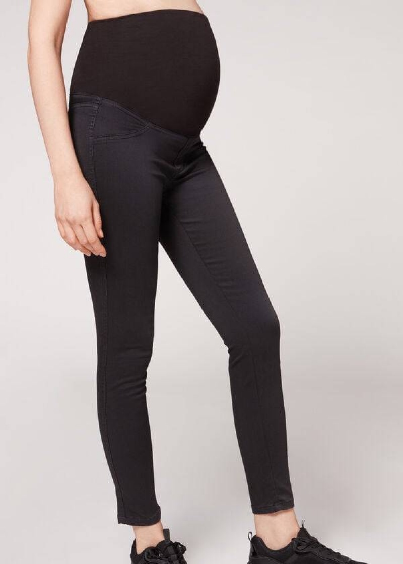 Calzedonia Maternity Jean Sport Leggings Damen Schwarz | DE1443HK