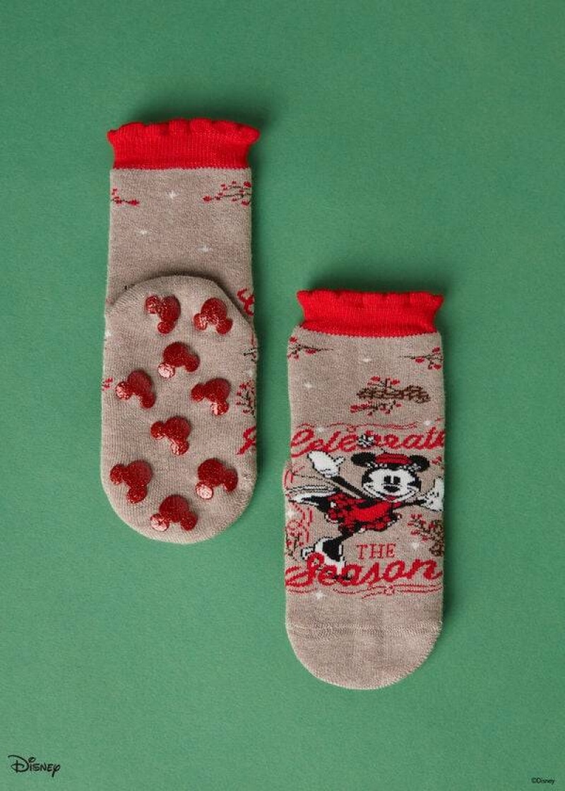 Calzedonia Non-slip Disney Minnie Mouse Christmas Kurzes Socken Kinder Braun | DE1074AP