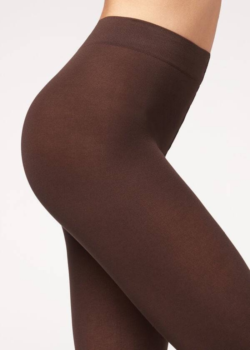 Calzedonia Opaque 100 Denier Baumwoll and Microfiber Strumpfhose Damen Kaffee | DE3138HK