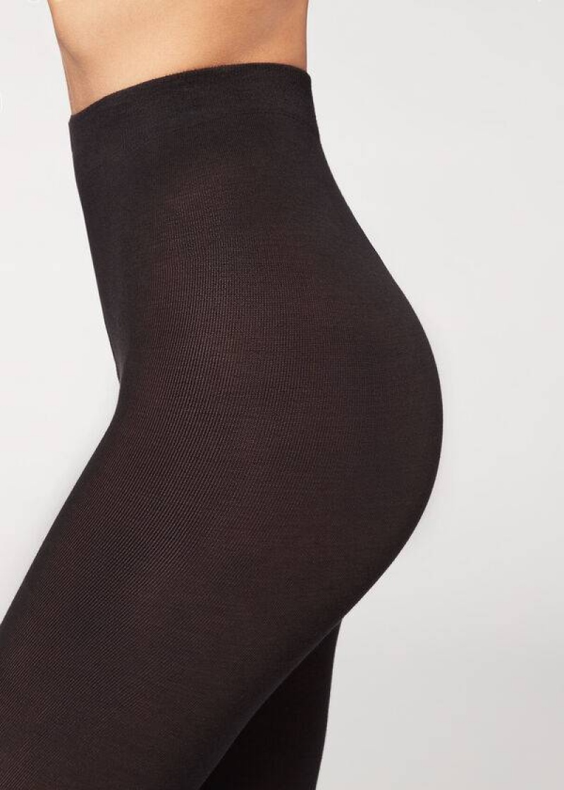 Calzedonia Opaque 150 Denier in Eco Baumwoll Strumpfhose Damen Schwarz | DE3135QZ