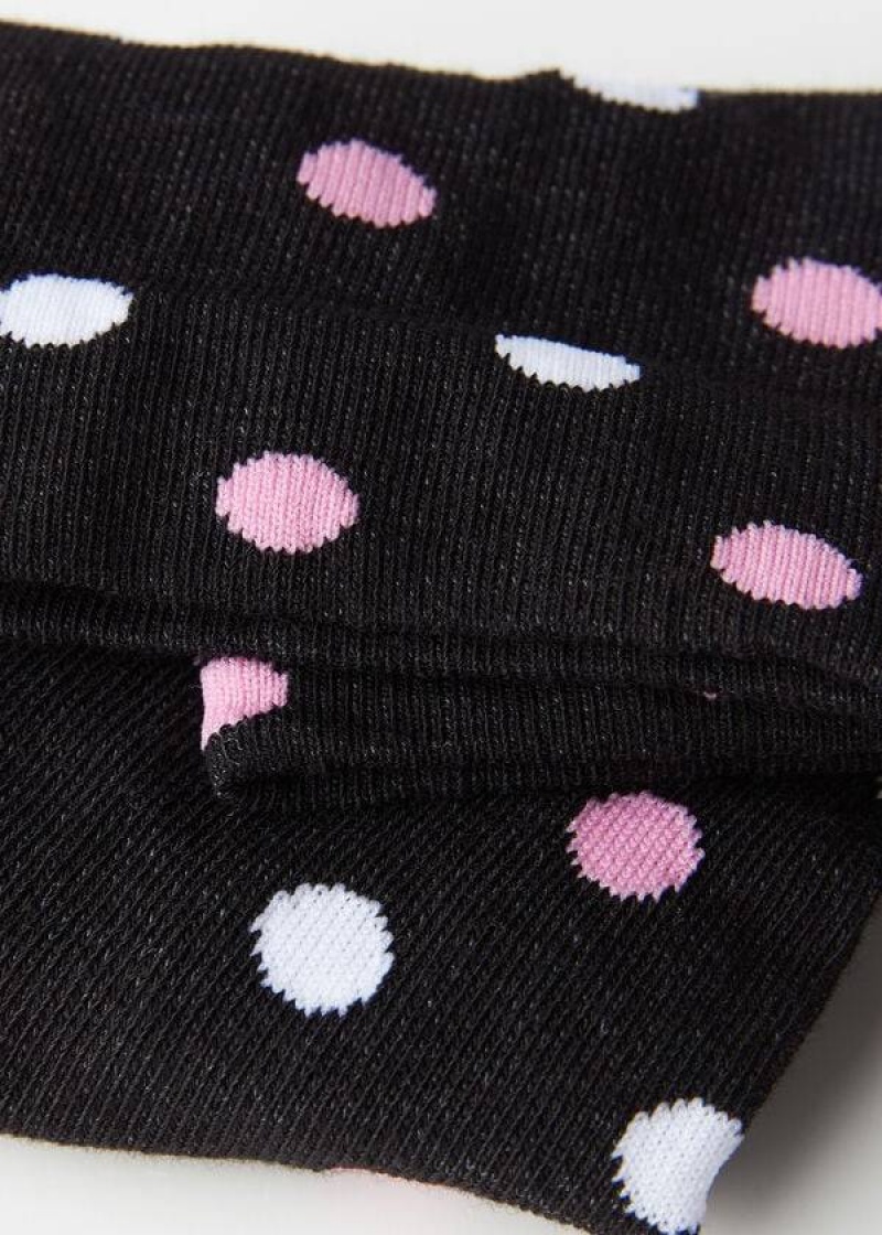 Calzedonia Polka Dot Pattern Kurzes Socken Damen Schwarz | DE1722OR