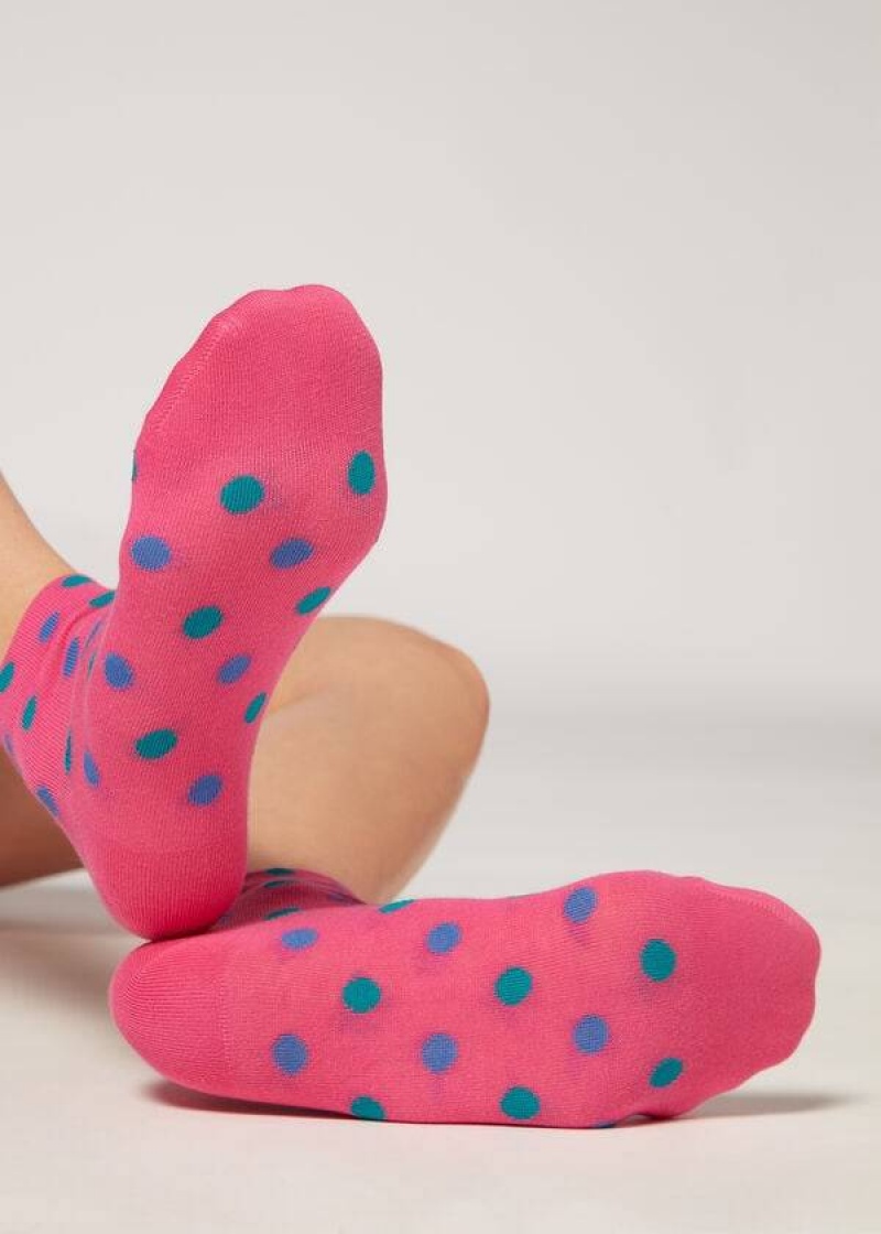 Calzedonia Polka Dot Pattern Kurzes Socken Damen Rosa | DE1721IS