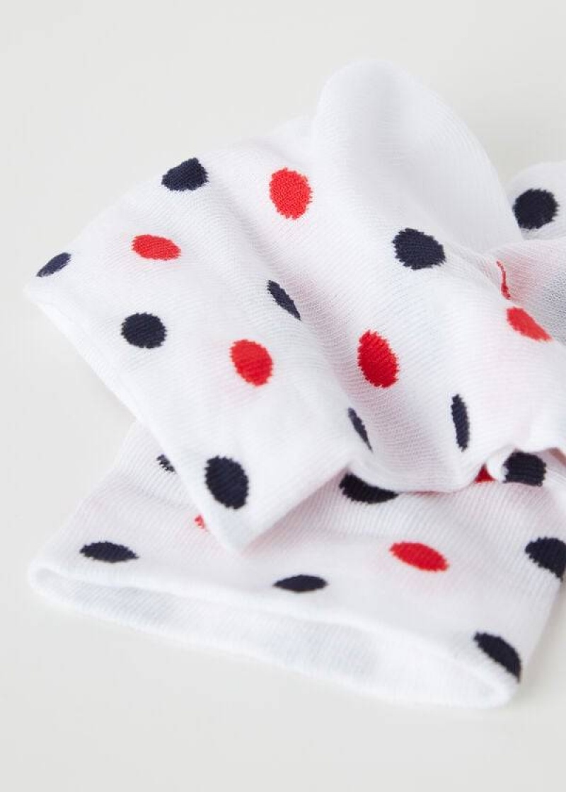 Calzedonia Polka Dot Pattern Kurzes Socken Damen Weiß | DE1720UT