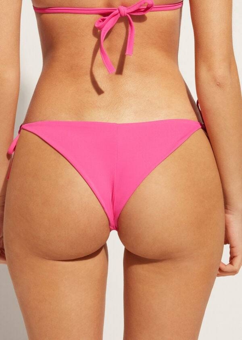 Calzedonia Rhinestone Brazilian String Shanghai Bikinihosen Damen Rosa | DE2674OR