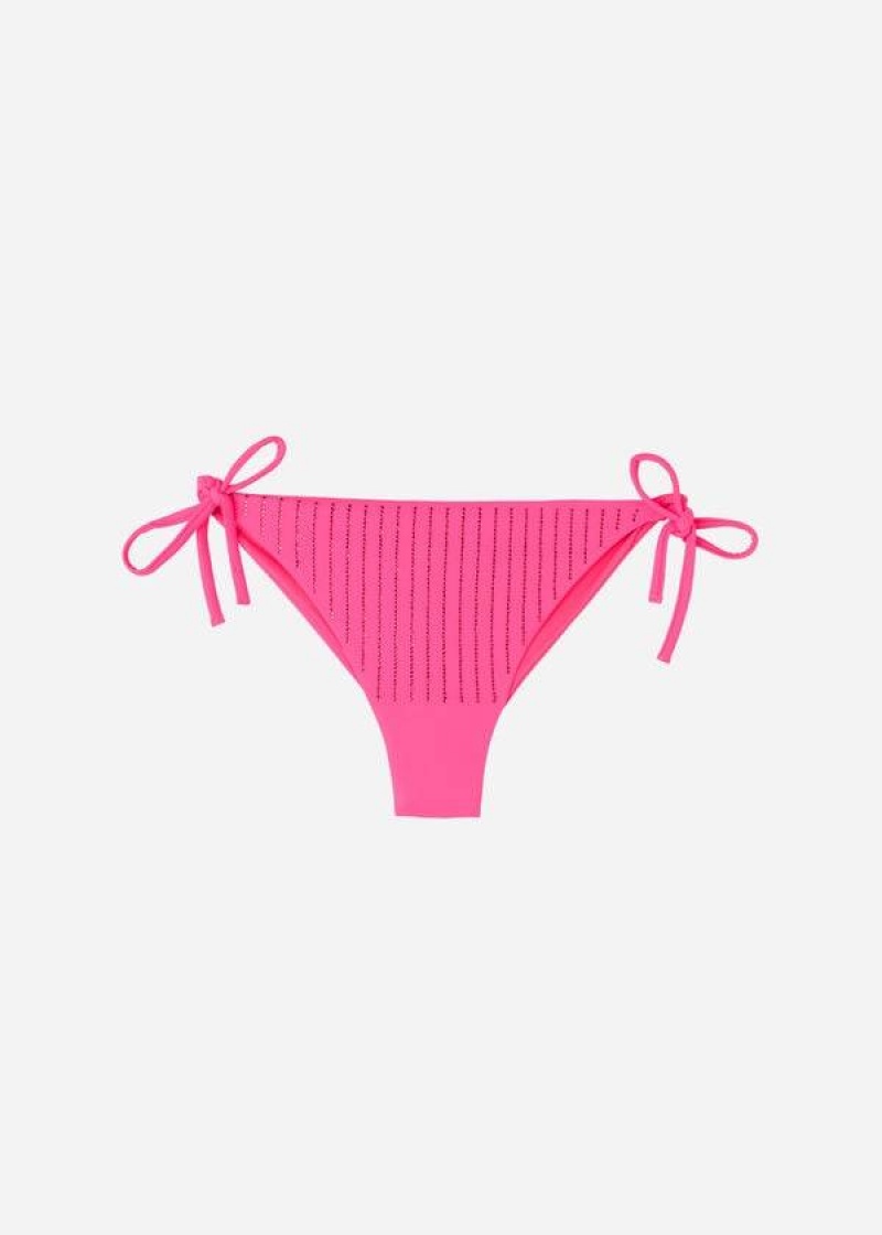 Calzedonia Rhinestone Brazilian String Shanghai Bikinihosen Damen Rosa | DE2674OR