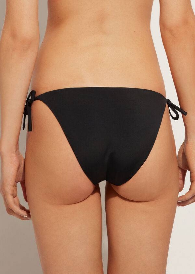 Calzedonia Rhinestone String Shanghai Bikinihosen Damen Schwarz | DE2667HK