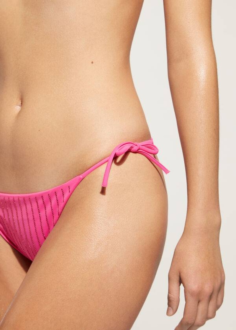 Calzedonia Rhinestone String Shanghai Bikinihosen Damen Rosa | DE2666JJ