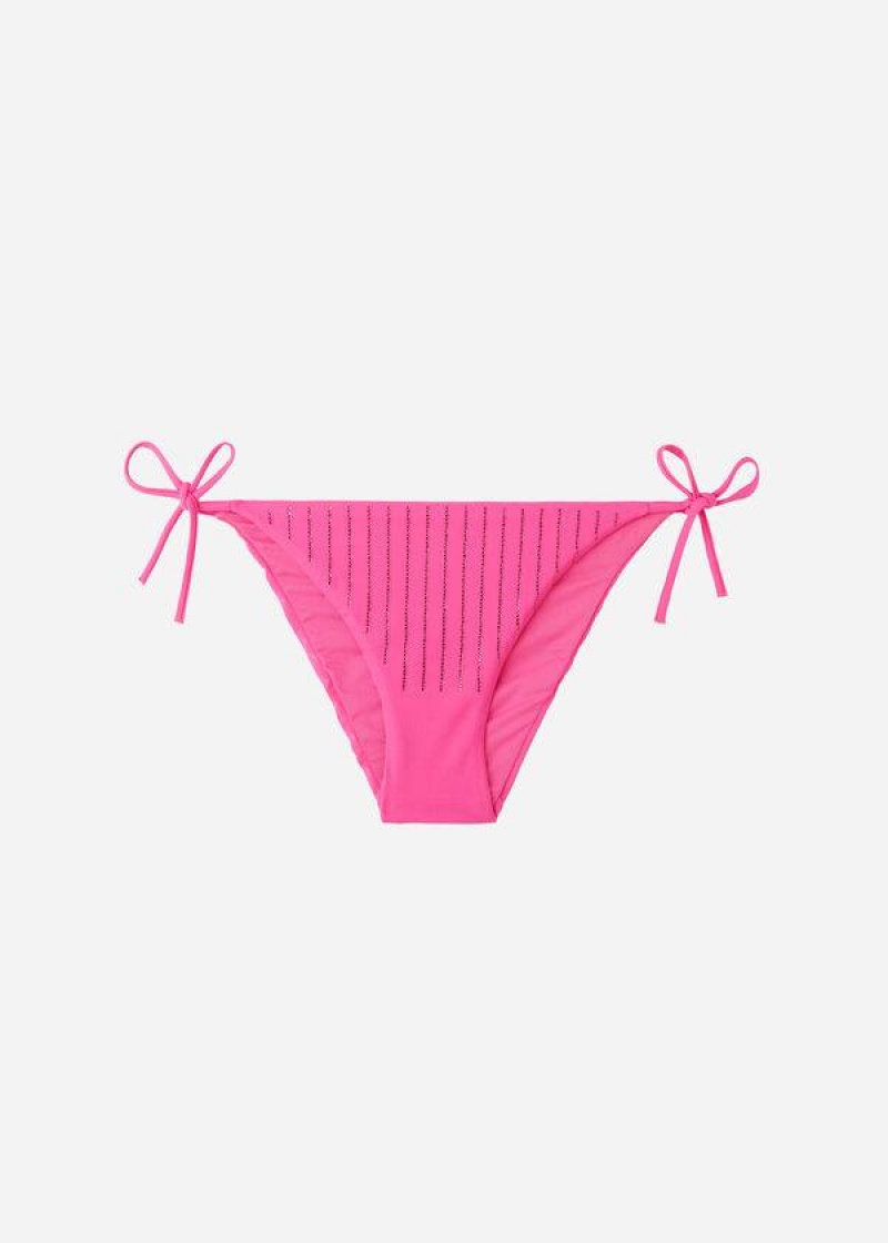 Calzedonia Rhinestone String Shanghai Bikinihosen Damen Rosa | DE2666JJ