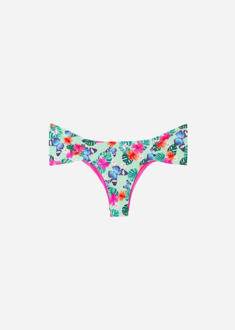 Calzedonia Ruffled Brazilian Malibu Bikinihosen Damen Mehrfarbig | DE2662XF