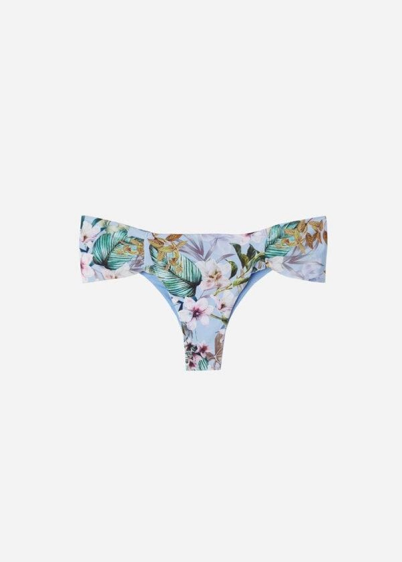 Calzedonia Ruffly Brazilian Atene Bikinihosen Damen Blau | DE2658NB