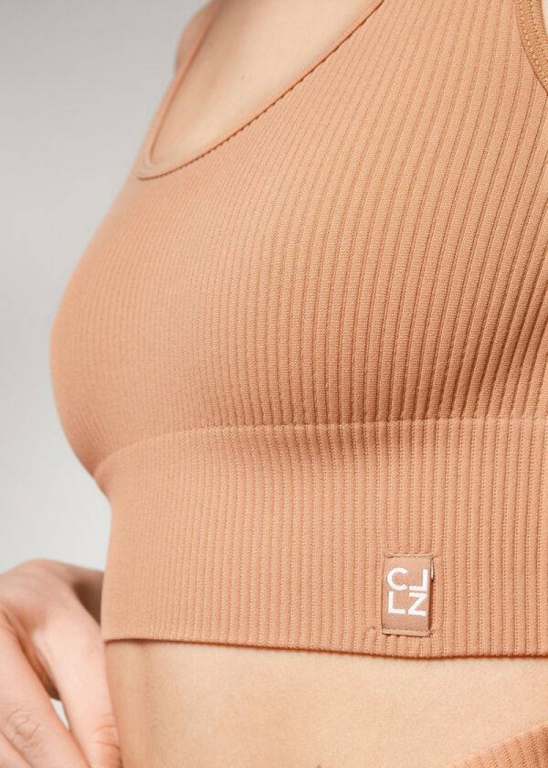 Calzedonia Seamless Gerippt Cover-Ups Damen Beige | DE2082TV