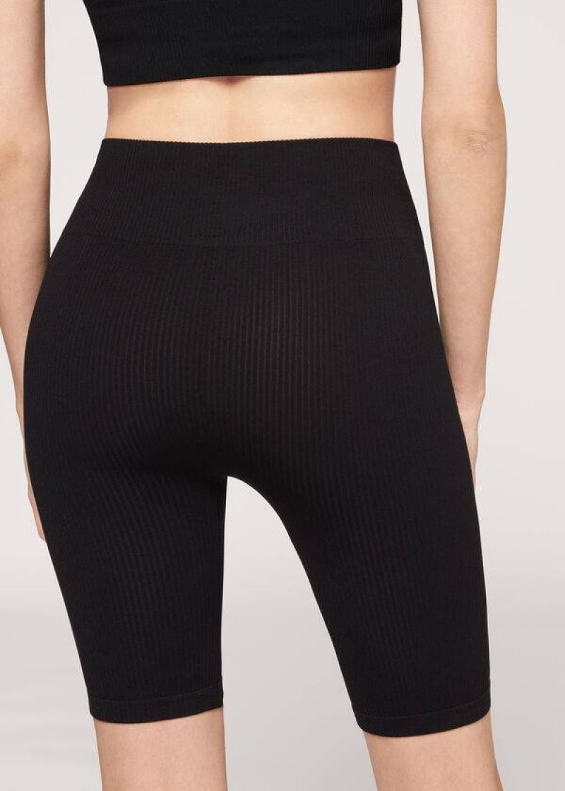 Calzedonia Seamless Turn Bike Leggings Damen Schwarz | DE1513IS