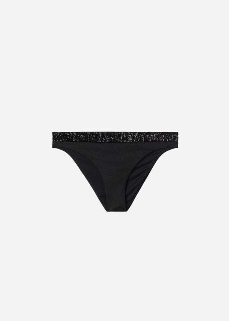 Calzedonia Sequined Cannes Bikinihosen Damen Schwarz | DE2657MA