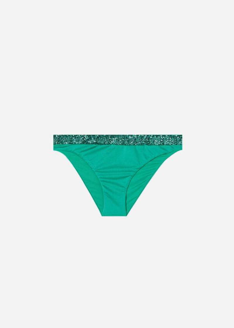 Calzedonia Sequined Cannes Bikinihosen Damen Grün | DE2655WY