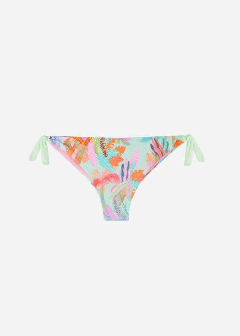 Calzedonia Side-Tie Brazilian Foliage Tahiti Bikinihosen Damen Grün | DE2623HK