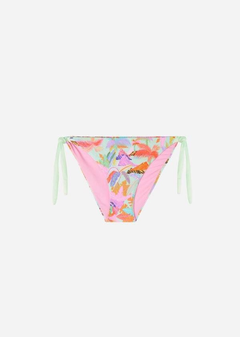 Calzedonia Side-Tie Foliage Tahiti Bikinihosen Damen Grün | DE2622HK