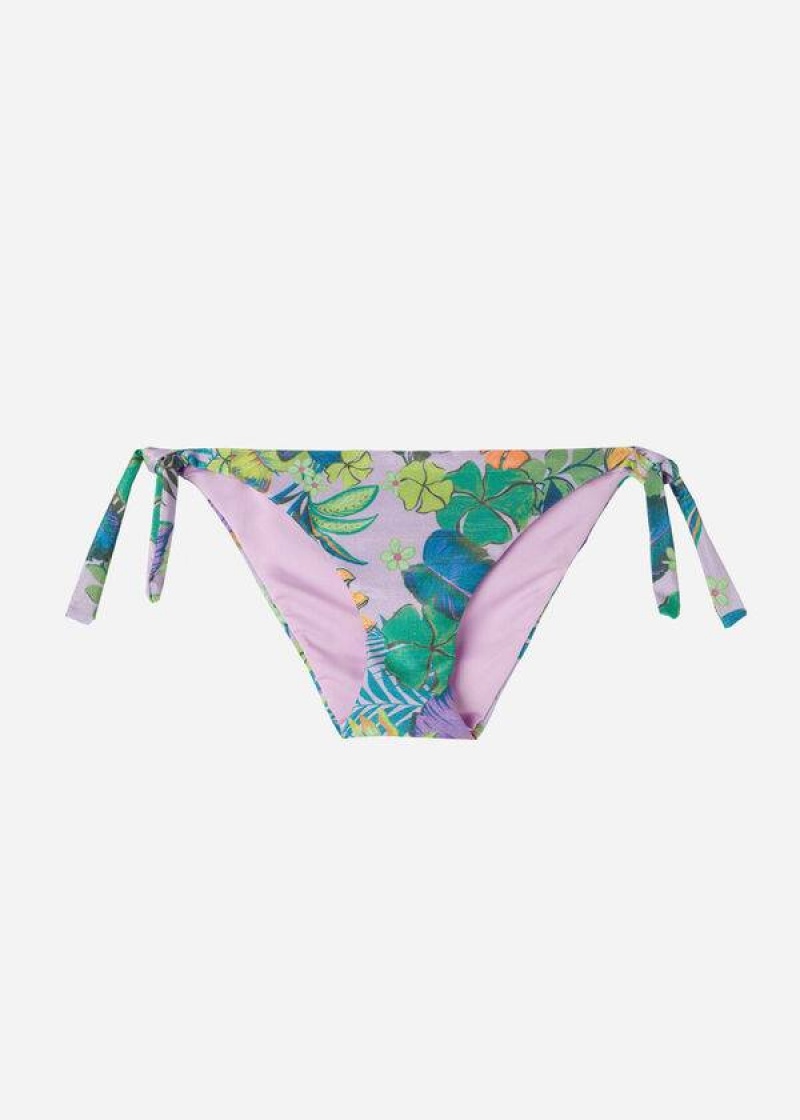 Calzedonia Side Tie Brasilia Bikinihosen Damen Lila | DE2634TV