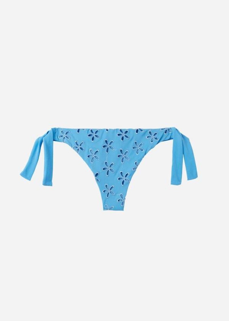 Calzedonia Side Tie Brazilian Corfù Bikinihosen Damen Blau | DE2632UT