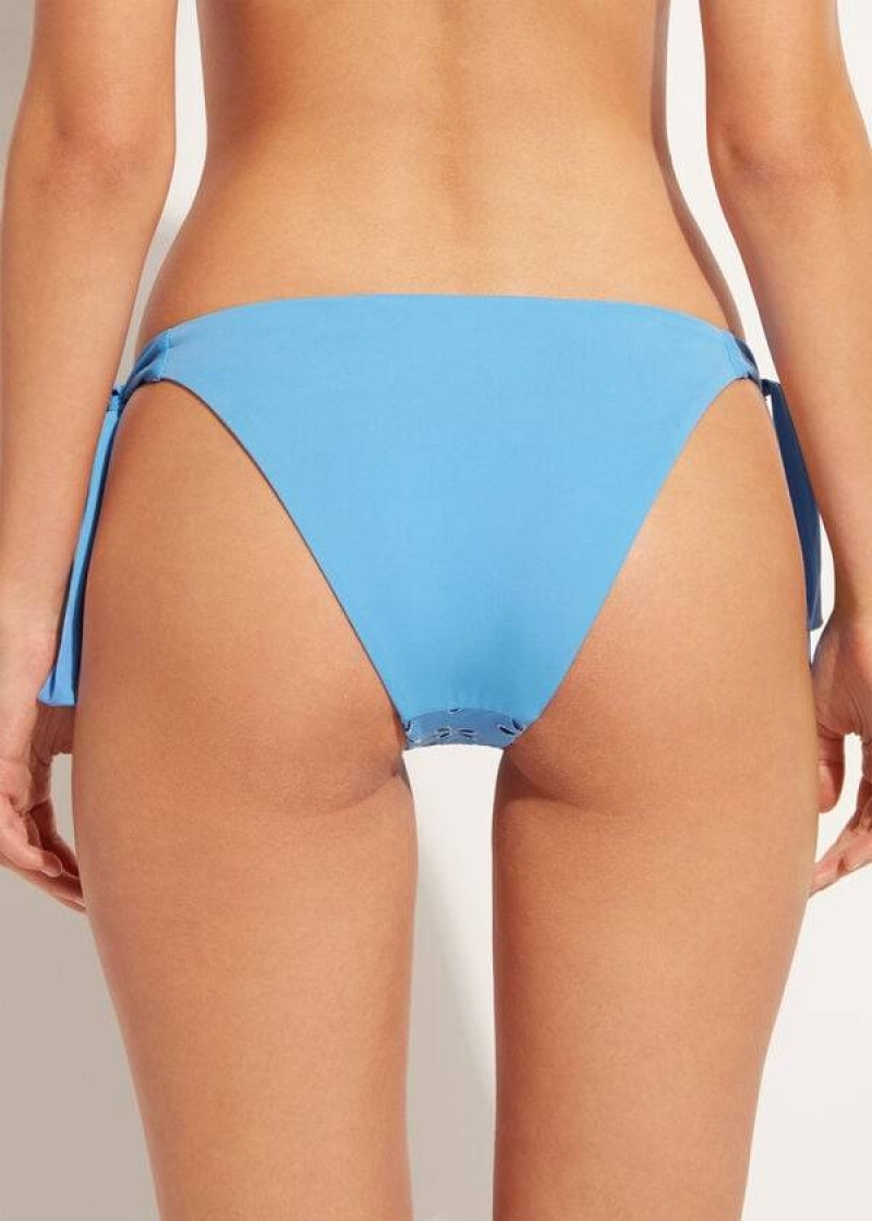 Calzedonia Side Tie Corfù Bikinihosen Damen Blau | DE2629PQ