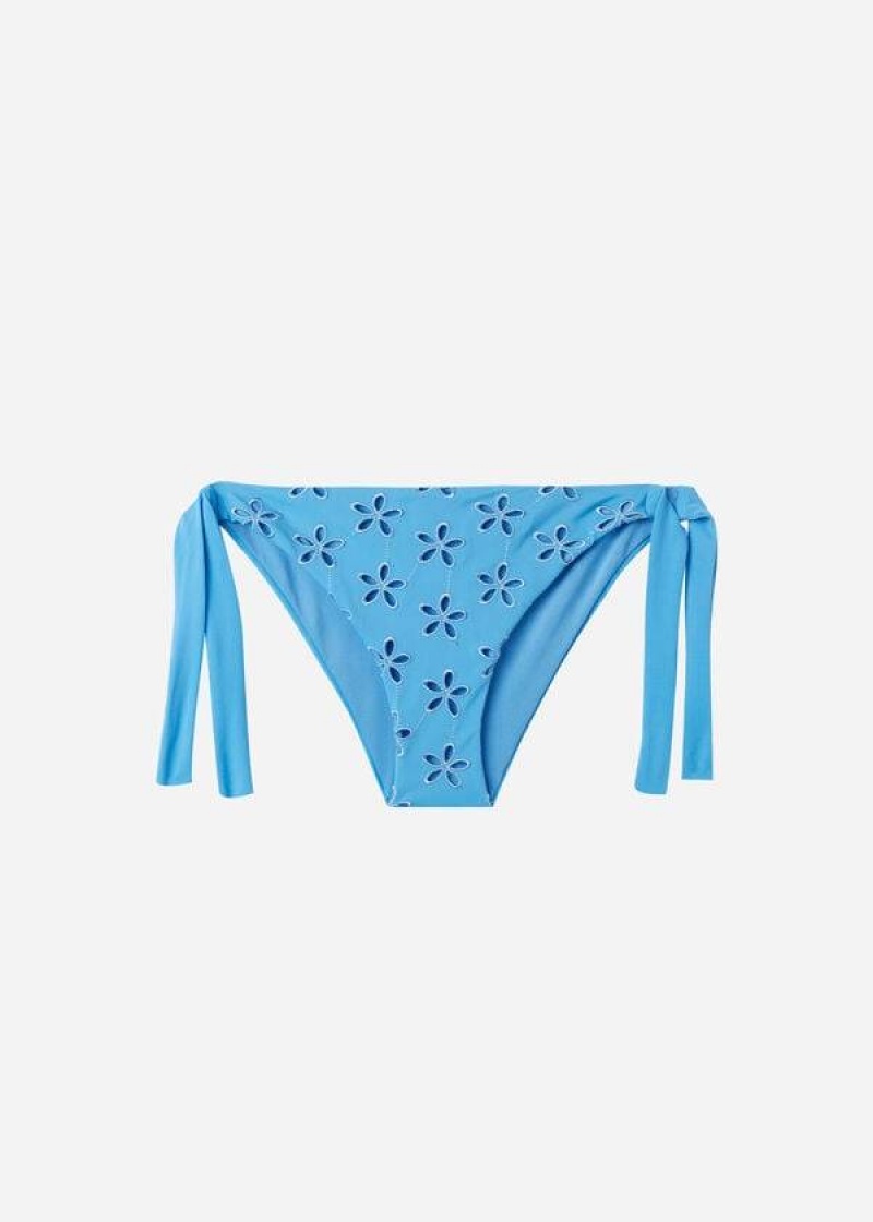 Calzedonia Side Tie Corfù Bikinihosen Damen Blau | DE2629PQ