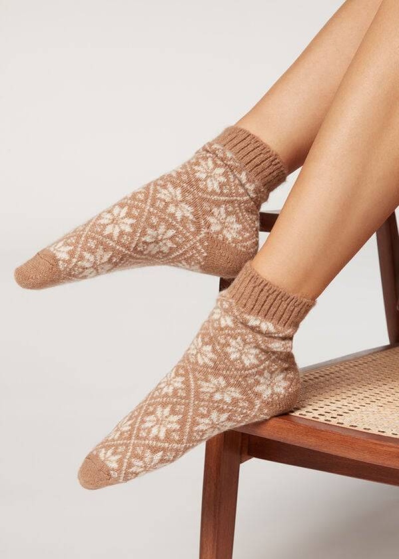 Calzedonia Soft Christmas Kurzes Socken Damen Beige | DE1655ZG