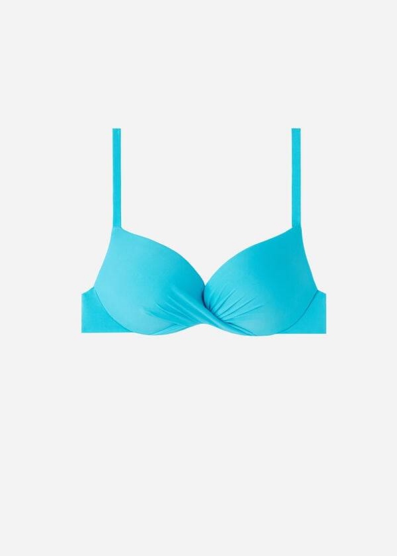 Calzedonia Soft Graduated Super Gepolstert Push-up Indonesia Bikinioberteile Damen Türkis | DE2231BC