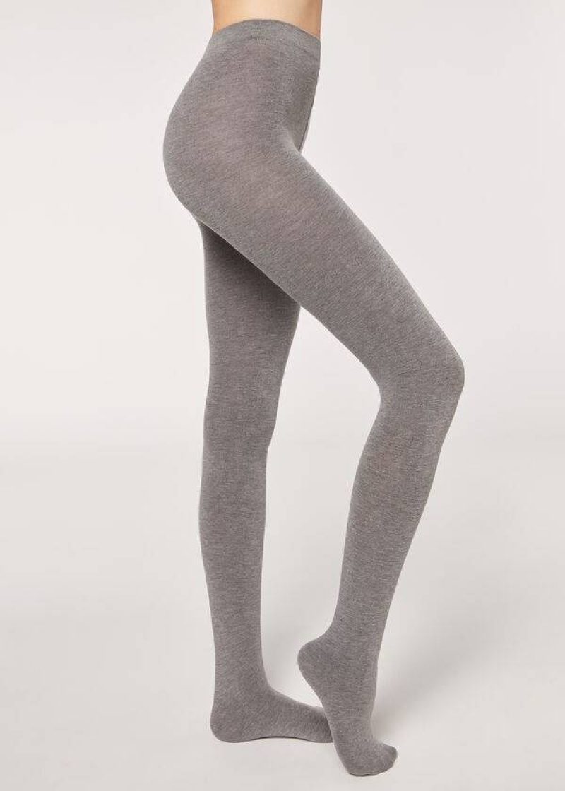 Calzedonia Soft Modal and Cashmere Blend Opaque Strumpfhose Damen Grau | DE3129UT