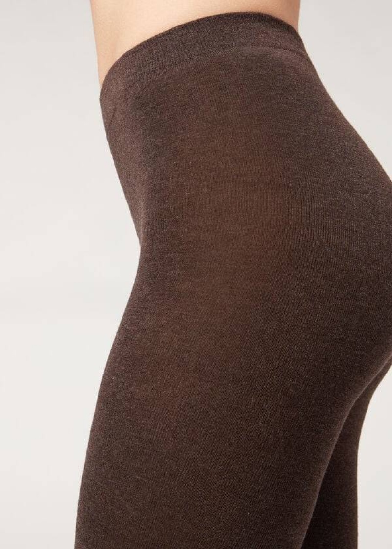 Calzedonia Soft Modal and Cashmere Blend Opaque Strumpfhose Damen Braun | DE3126PQ