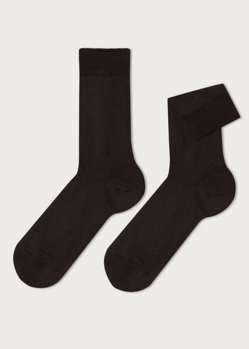 Calzedonia Stretch Baumwoll Crew Socken Herren Braun | DE1377WY