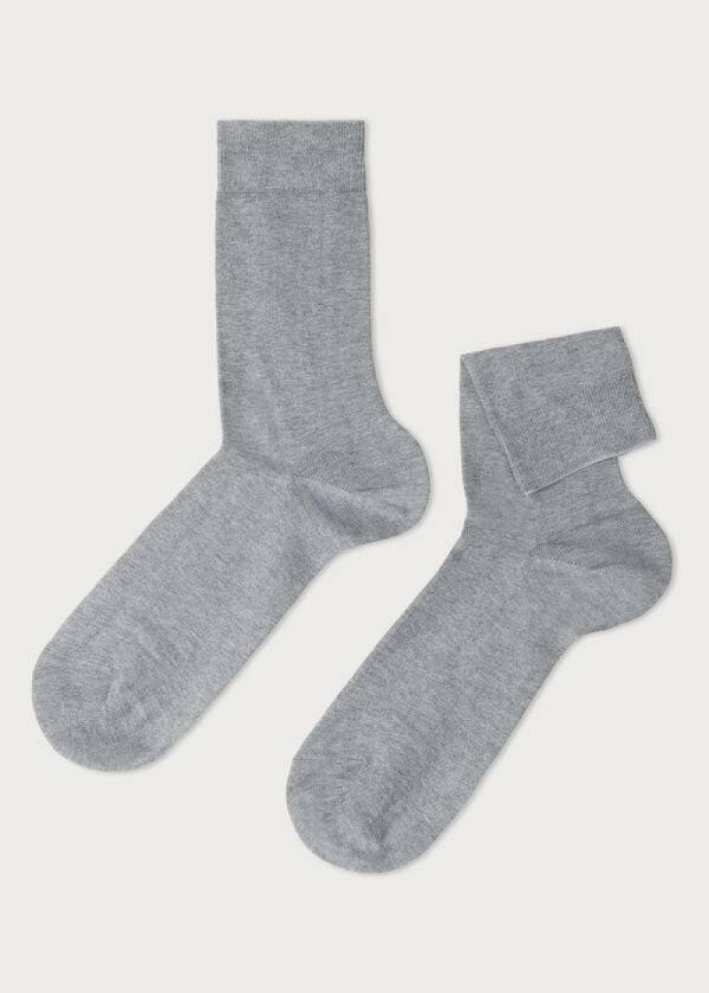 Calzedonia Stretch Baumwoll Crew Socken Herren Grau | DE1354TV