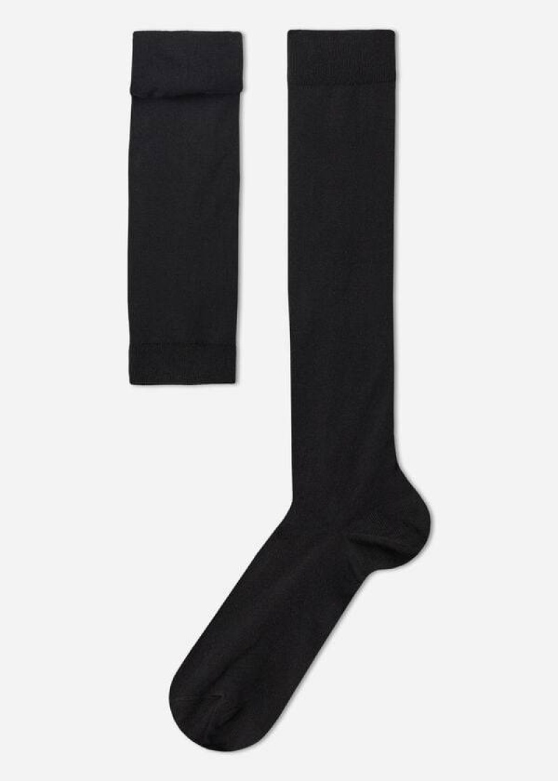 Calzedonia Stretch Baumwoll Long Socken Herren Schwarz | DE1417HK