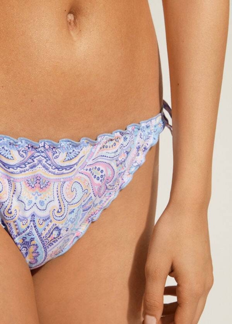 Calzedonia String Amalfi Bikinihosen Damen Blau | DE2614BC